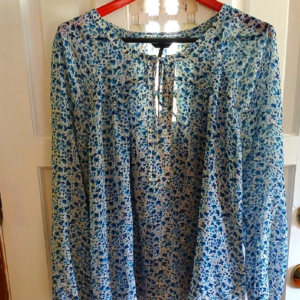 Daisy Fuentes Blue Floral Blouse